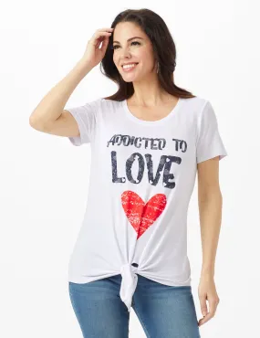 Addicted to Love Tie Front Screen Tee