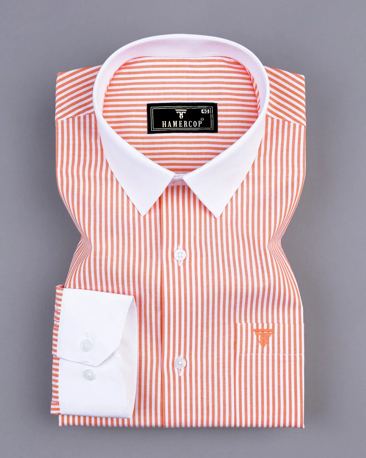 Belladon Orange Bengal Stripe Oxford Cotton Designer Shirt