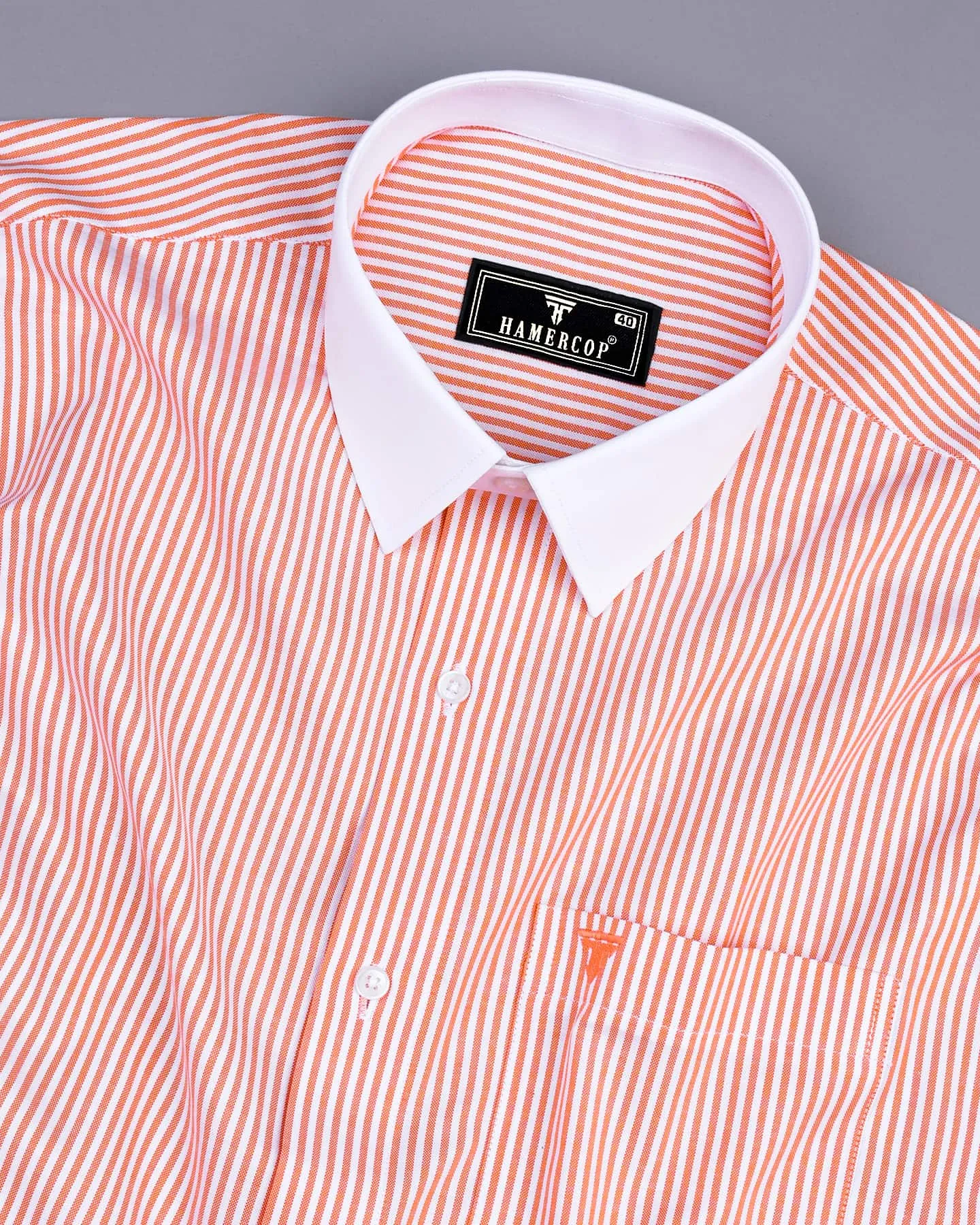 Belladon Orange Bengal Stripe Oxford Cotton Designer Shirt