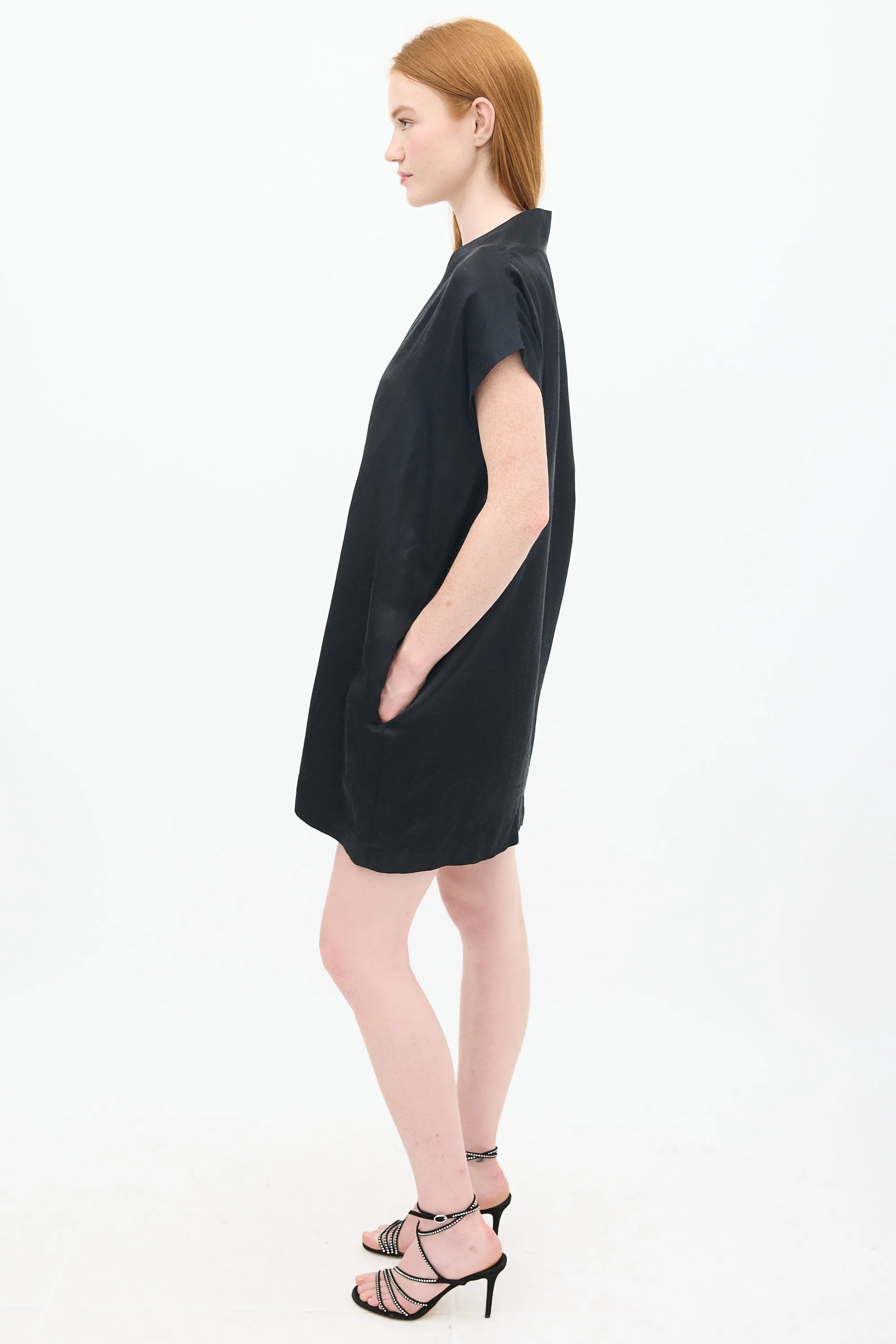 Black Smoking Mini Shift Dress