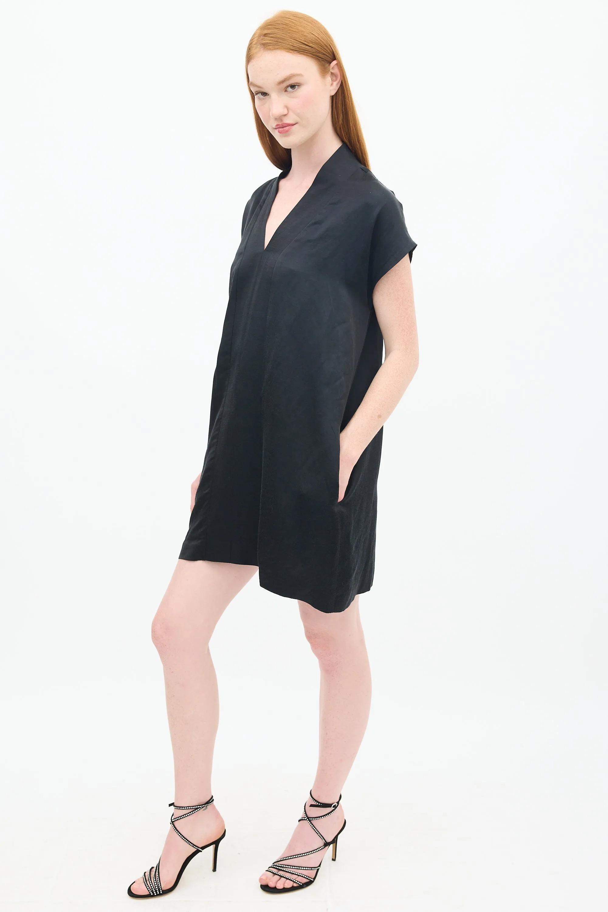 Black Smoking Mini Shift Dress