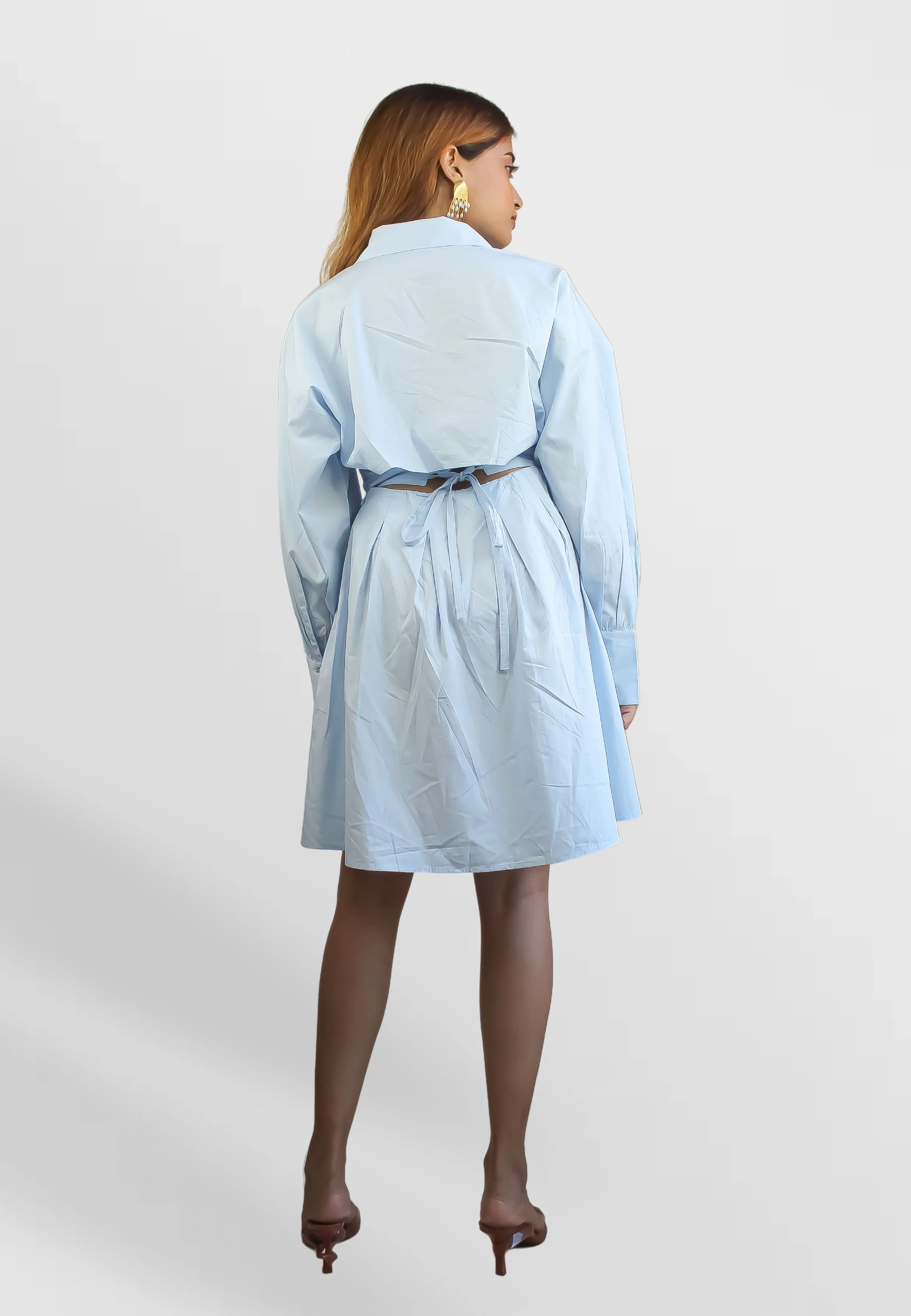 Blue Corset Poplin Dress