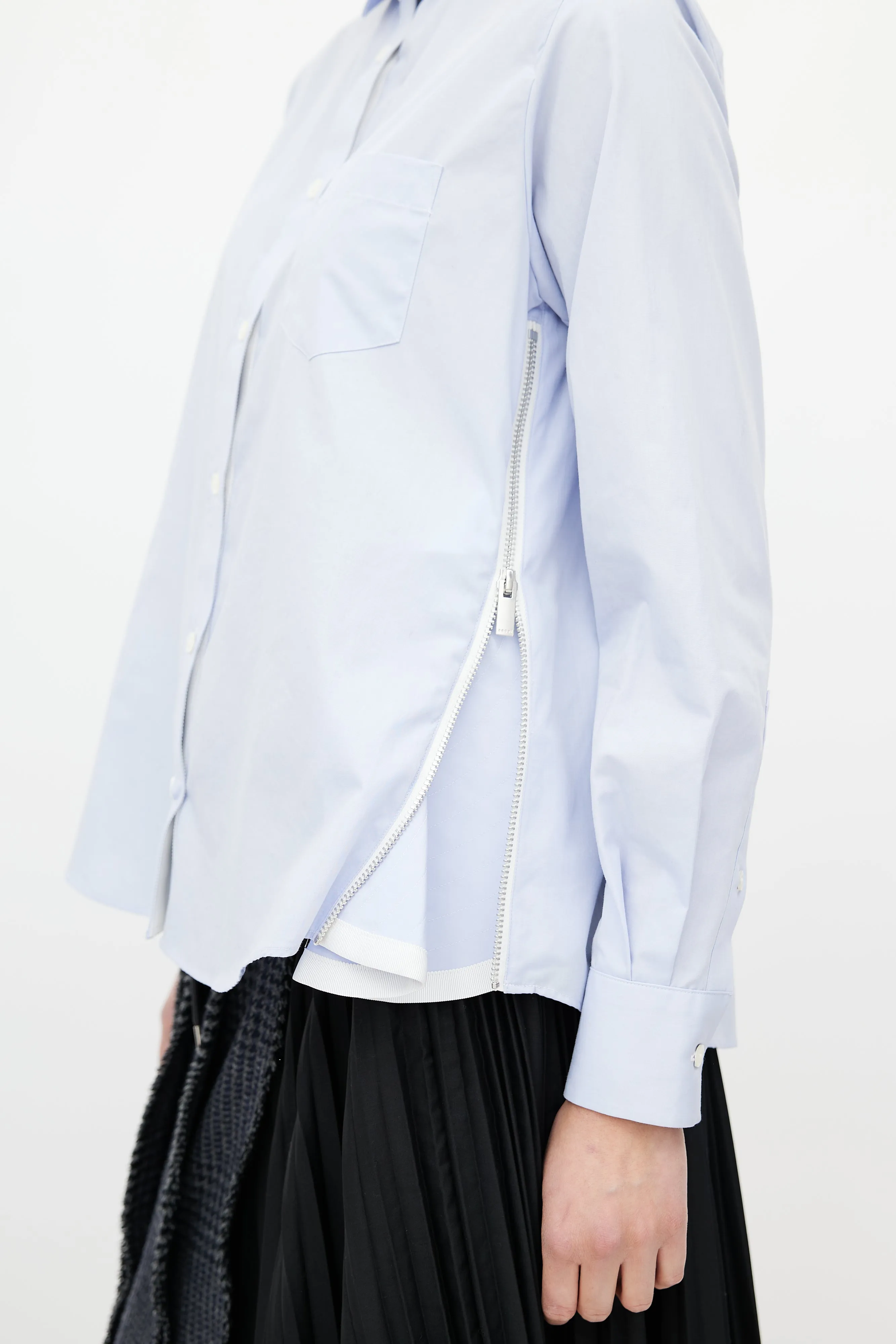 Blue Poplin Zip Shirt