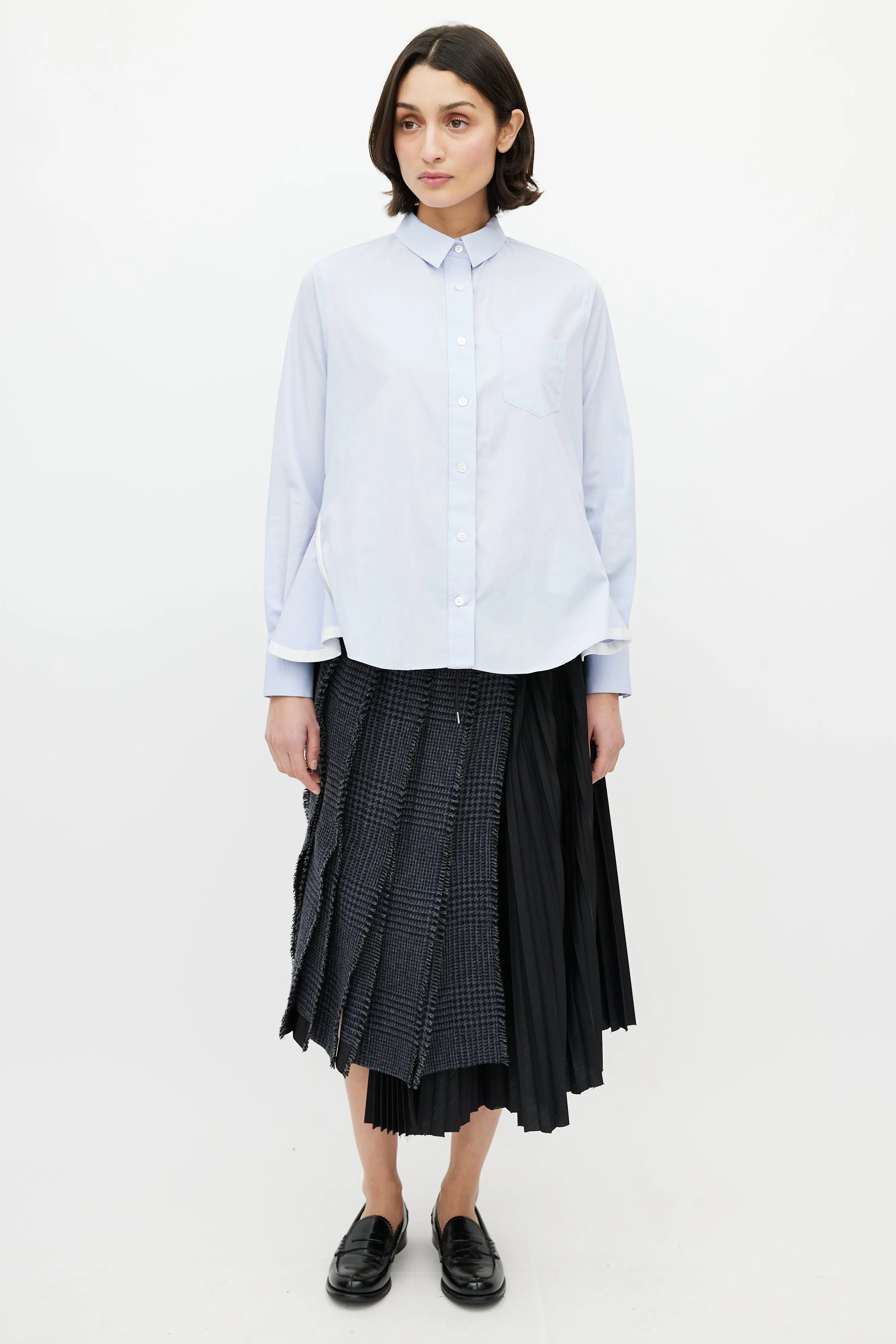 Blue Poplin Zip Shirt