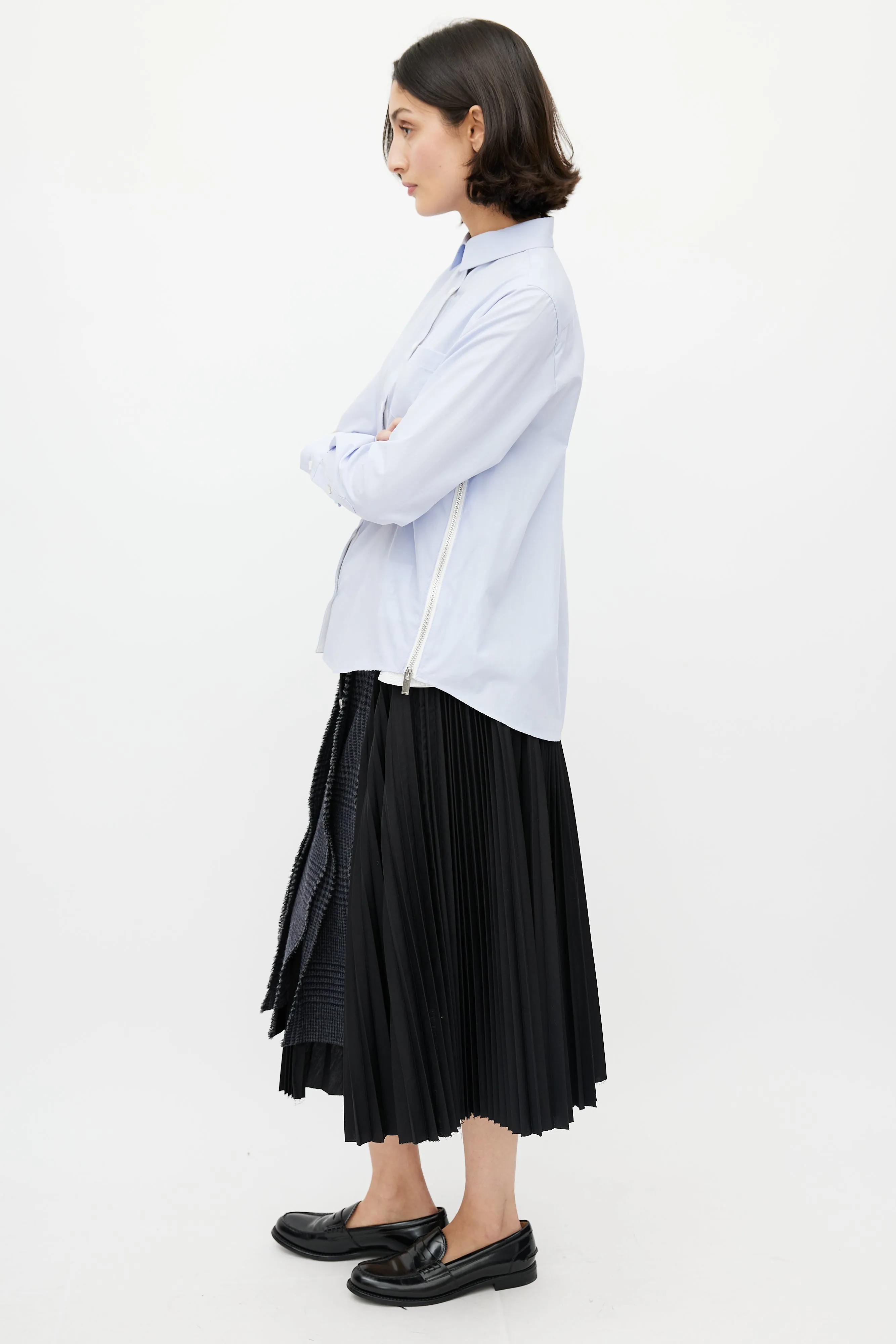 Blue Poplin Zip Shirt