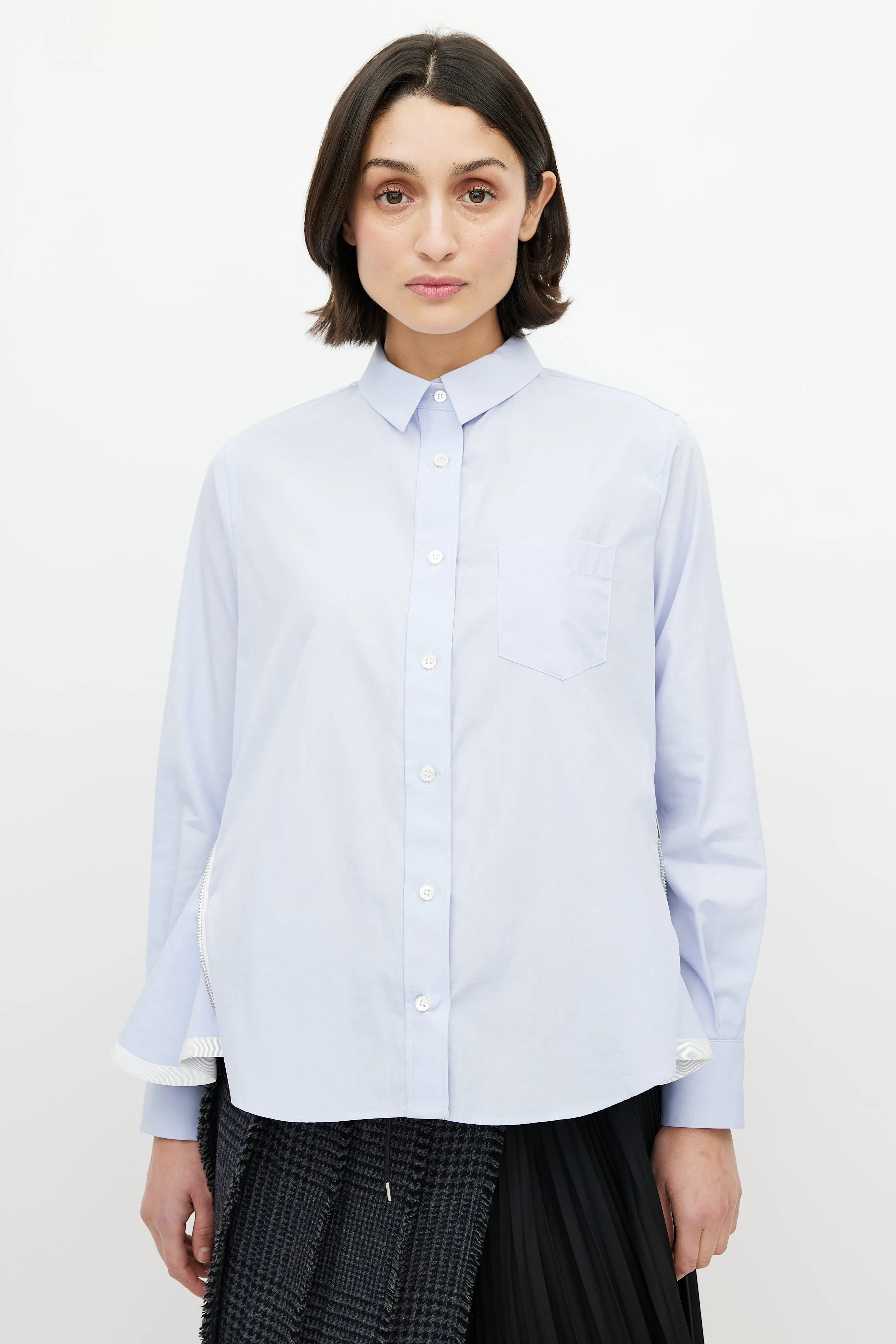 Blue Poplin Zip Shirt