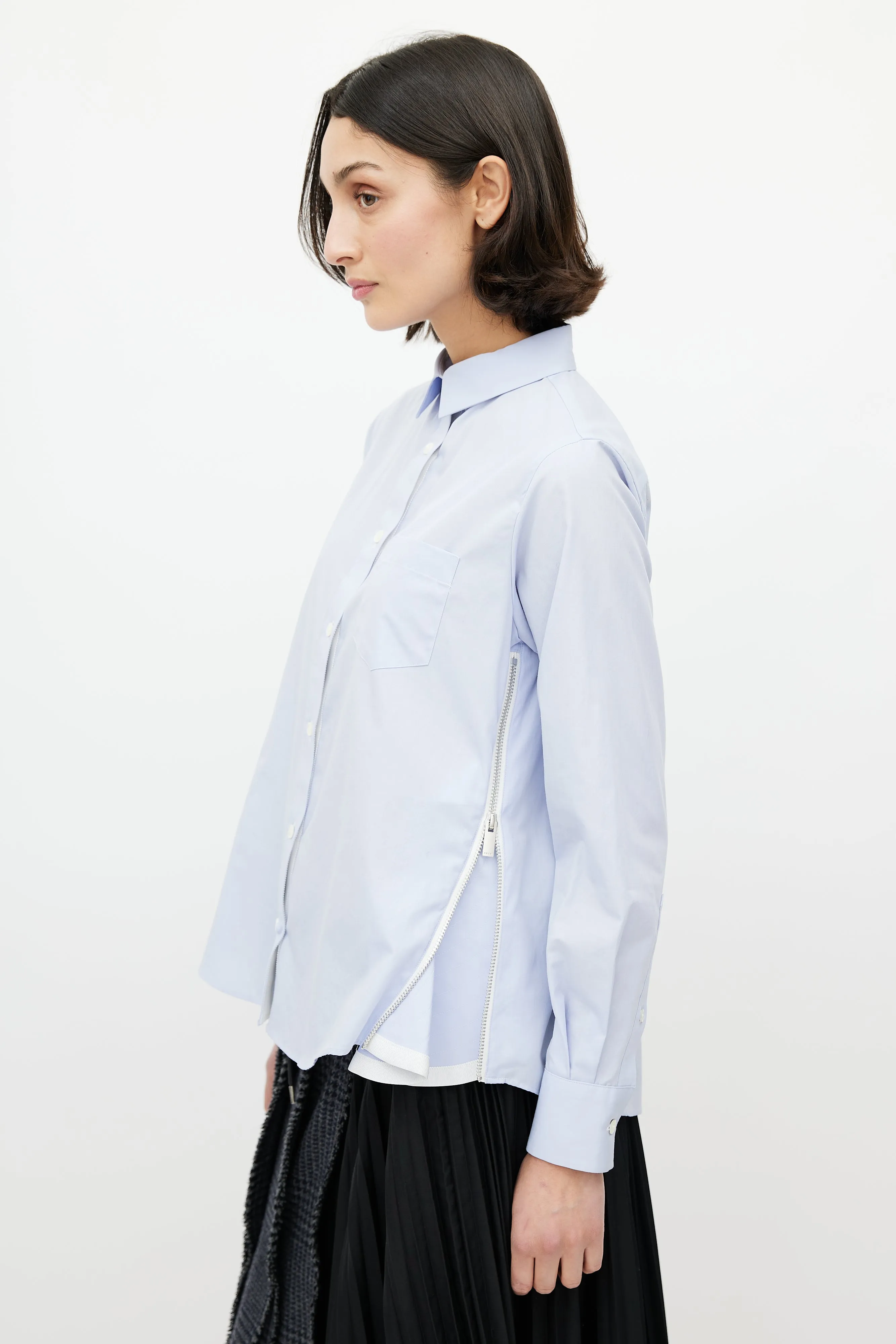 Blue Poplin Zip Shirt