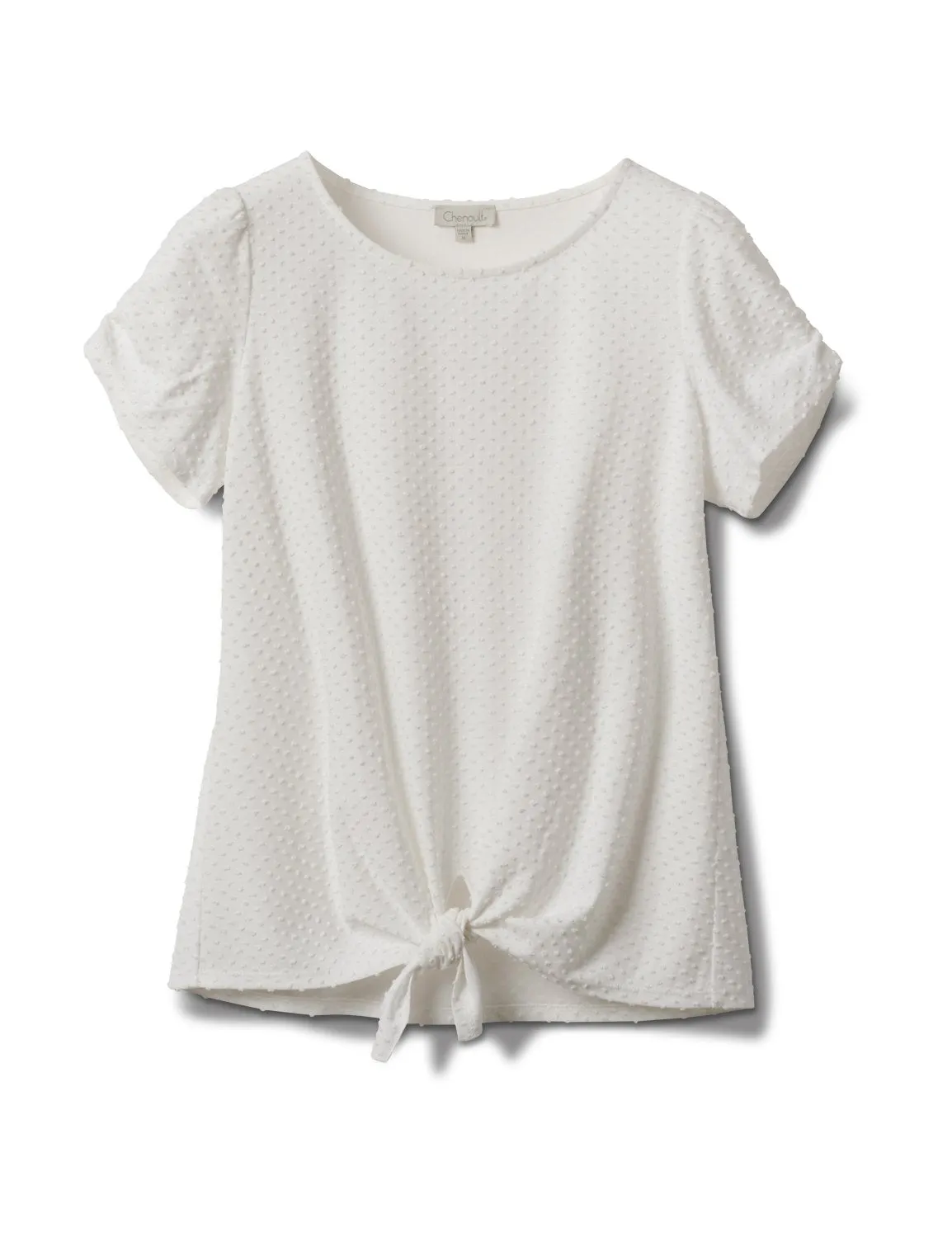 Clip Dot Tie Front Knit Tee