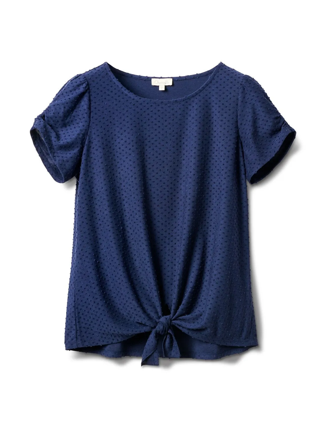 Clip Dot Tie Front Knit Tee