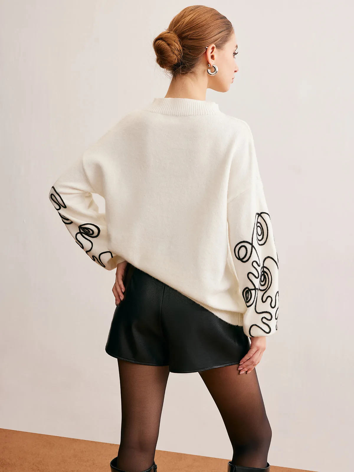 Contrast Curve Shift Sweater