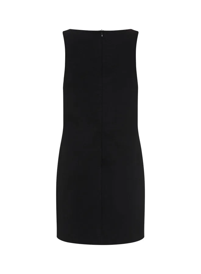 Crepe Mini Shift Dress - Black