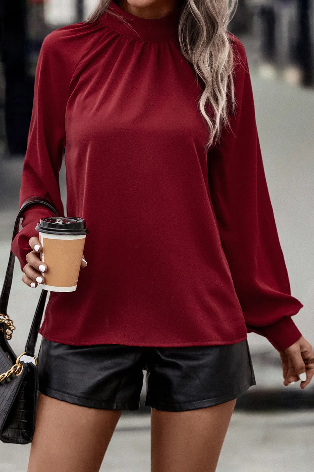 Cutout Mock Neck Top