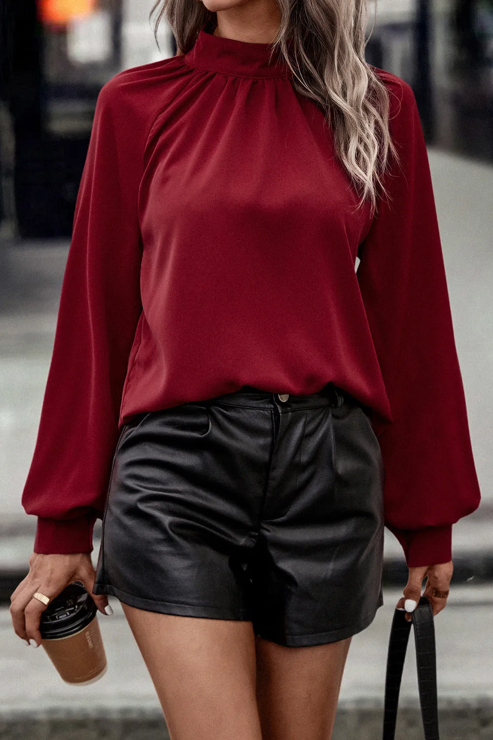 Cutout Mock Neck Top