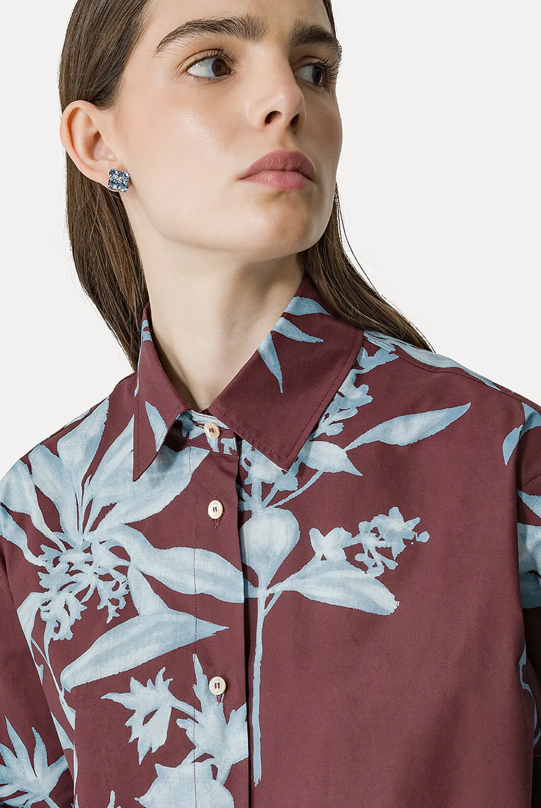Herbarium Print Popline Boxy Shirt