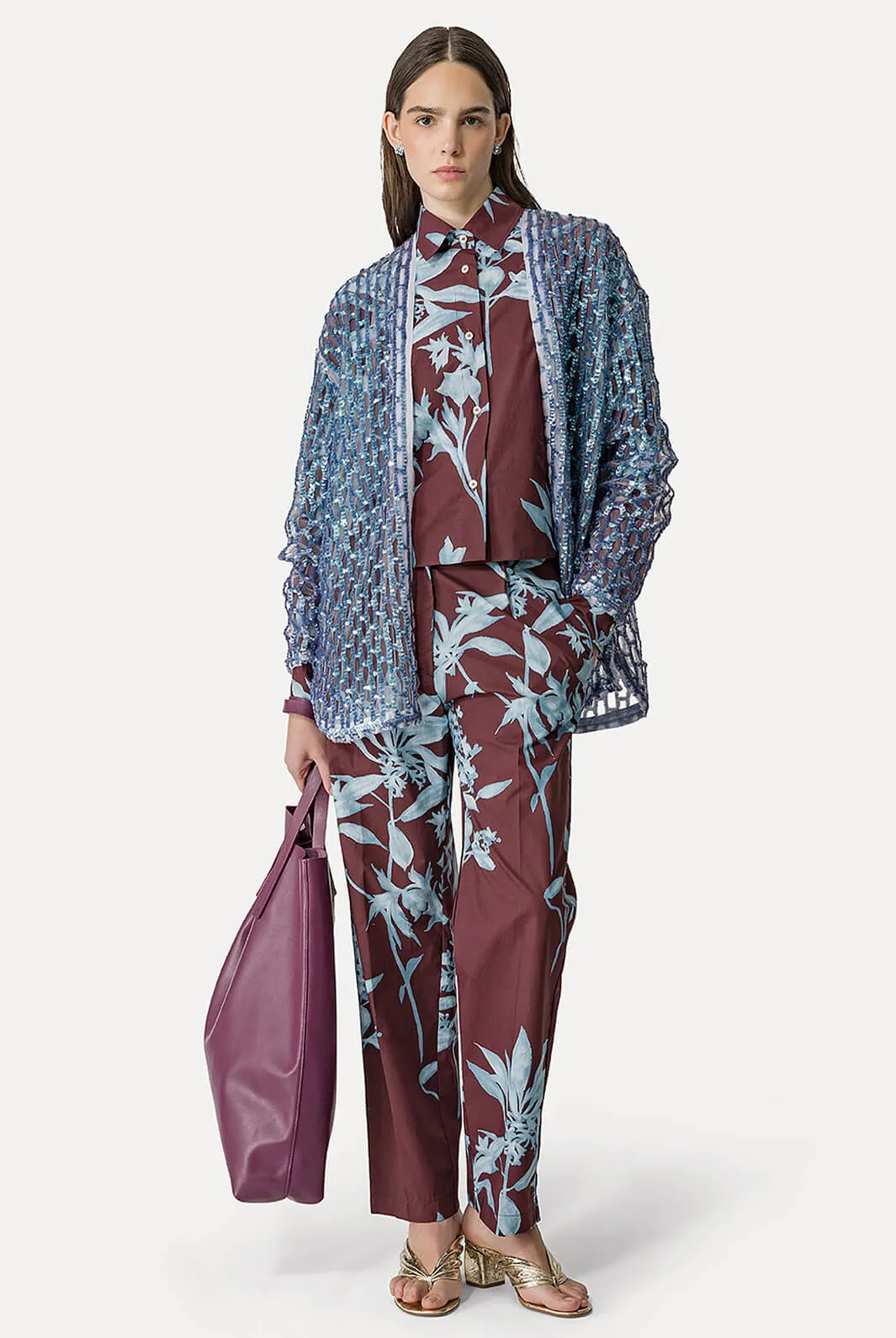 Herbarium Print Popline Boxy Shirt