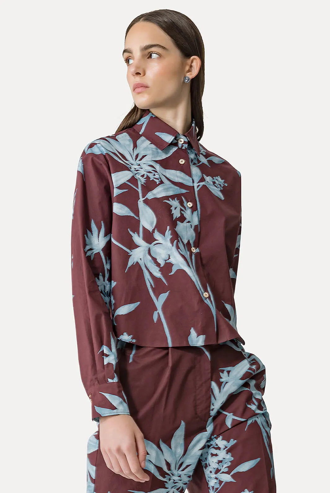 Herbarium Print Popline Boxy Shirt