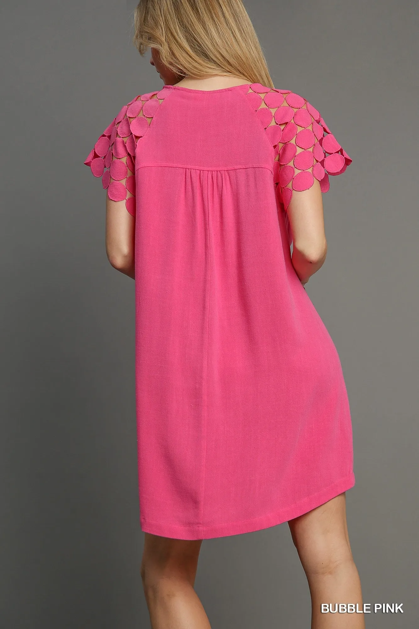 Laced Sleeved Linen Dress