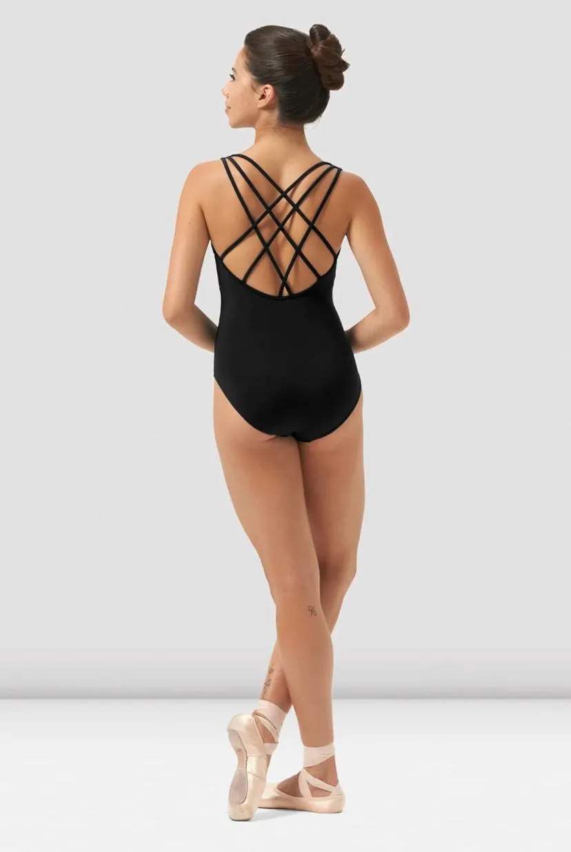 Ladies Mirella Black Boheme Scoop Neck Strap Back Tank Leotard