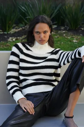 LNA Oscar Stripe Sweater in Black & Ivory