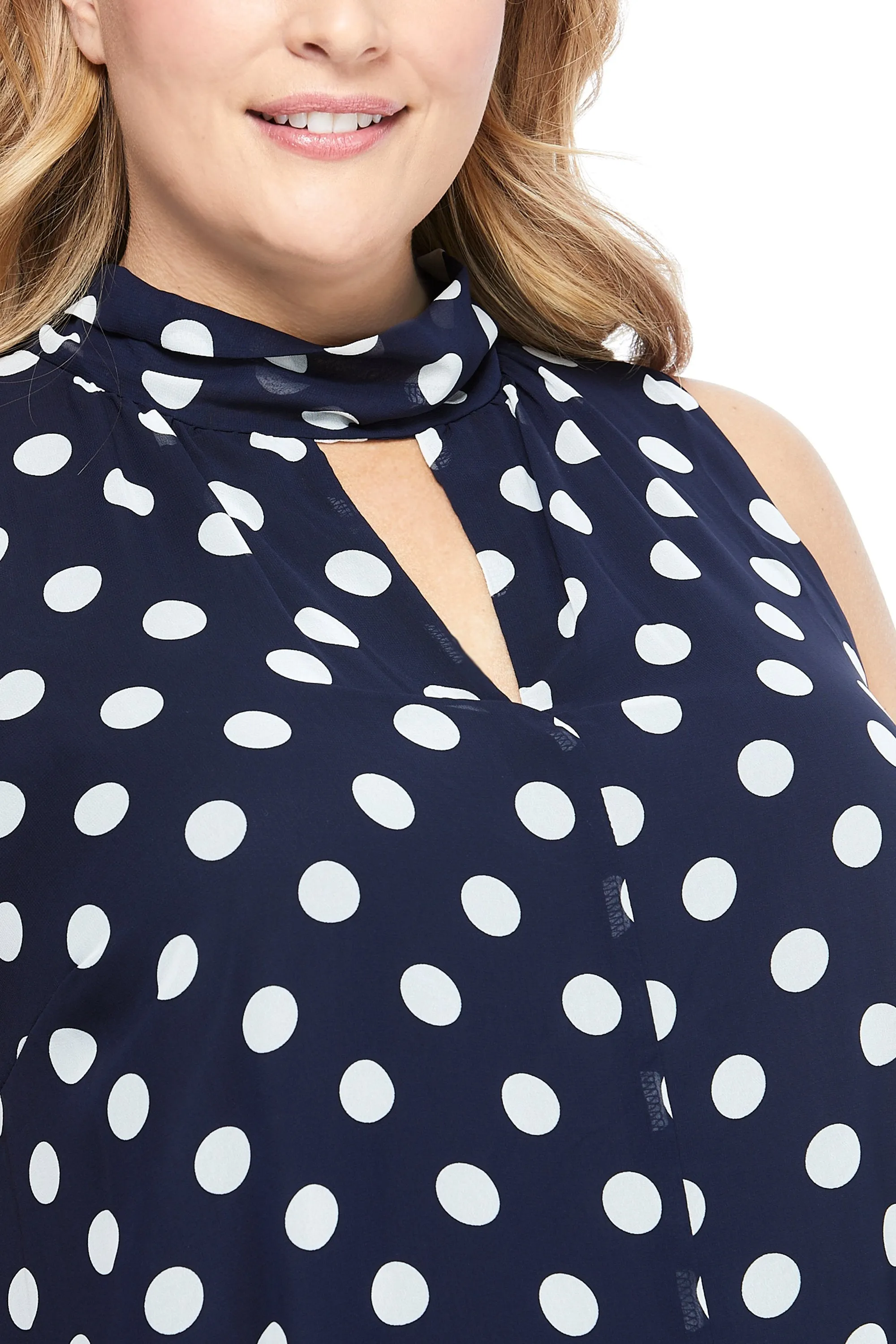Mock Neck Dot Dress