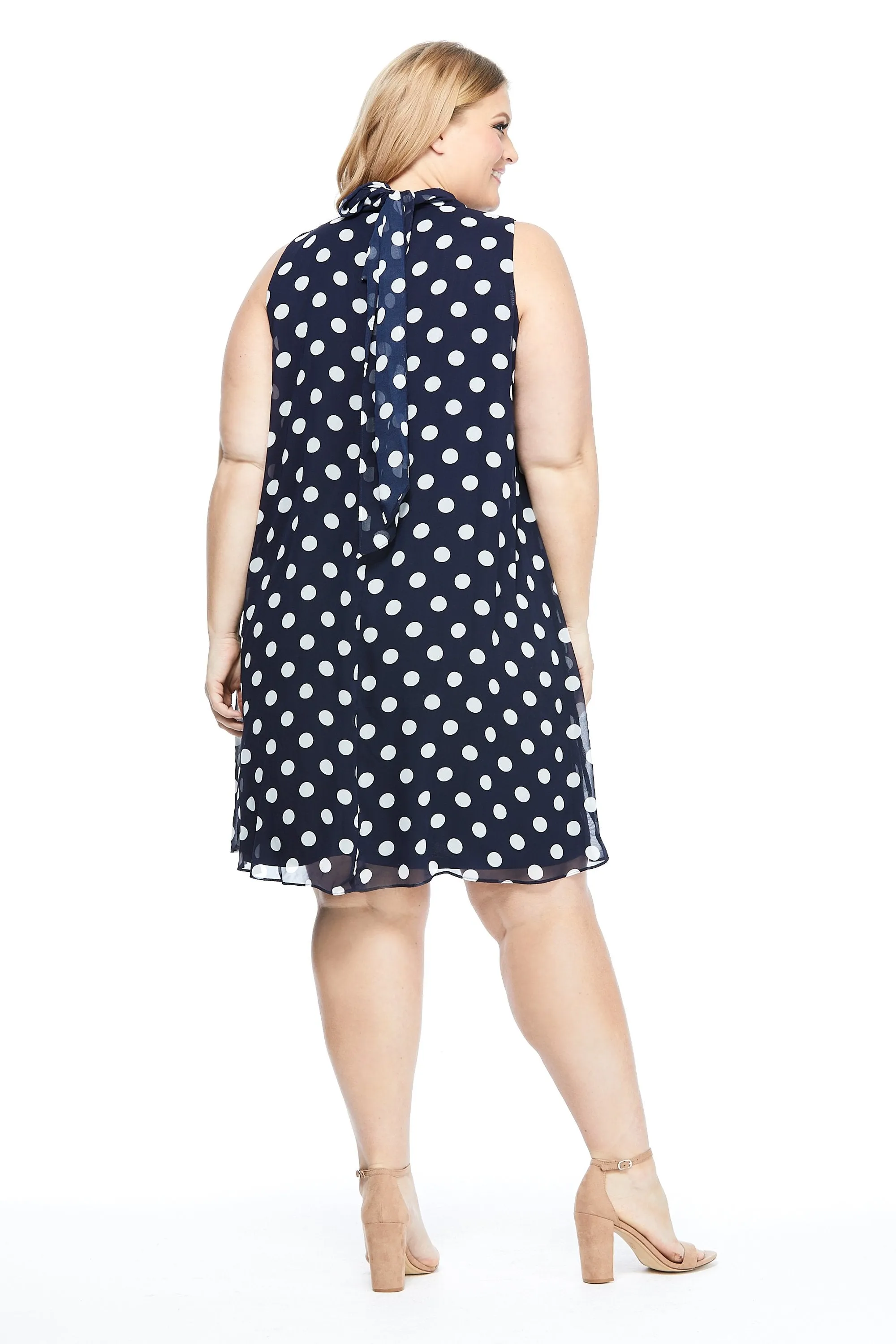 Mock Neck Dot Dress