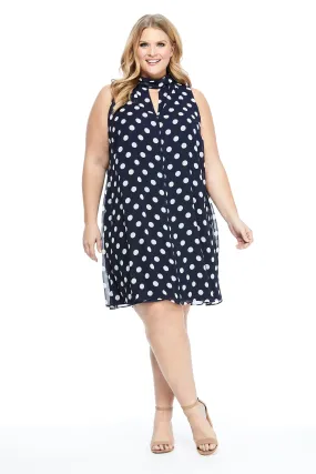 Mock Neck Dot Dress