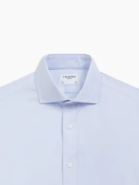 Non-Iron Sky Blue Plain Oxford Fitted Single Cuff Semi-Cutaway Collar Shirt