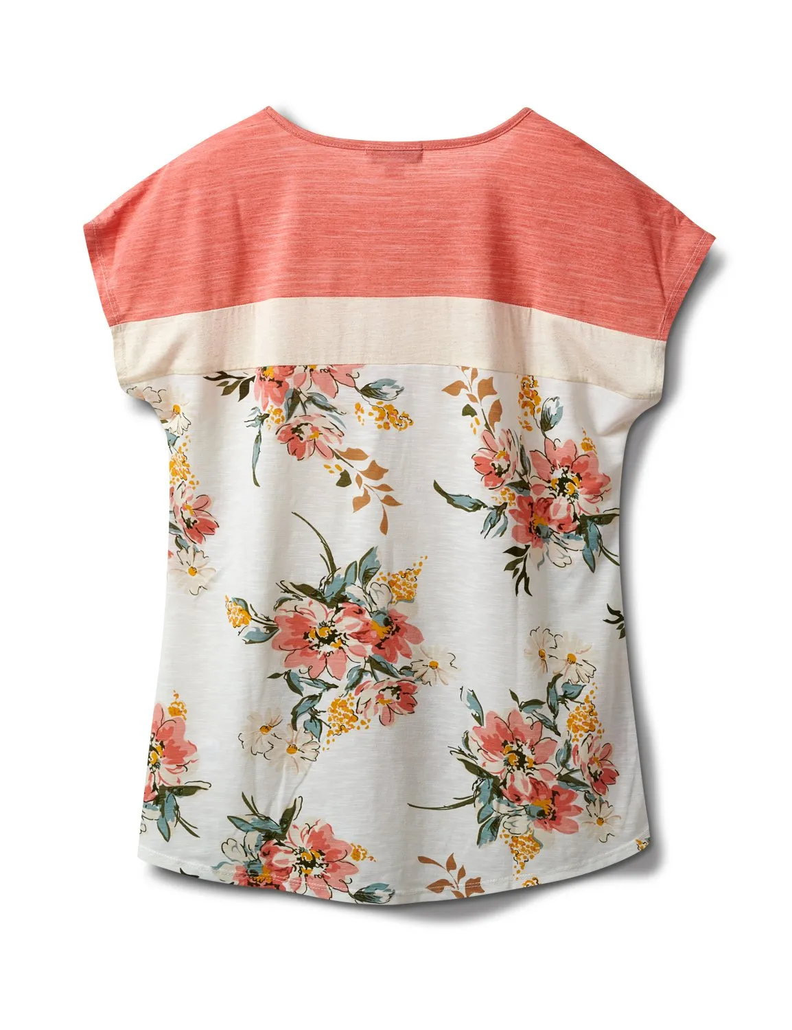 Pre-Order Floral Stripe Mix Knot Front Knit Tee