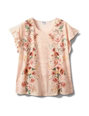 Pre-Order Flutter Sleeve Floral Mirror Print Tee