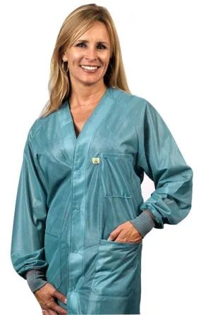 TechWear HOJ-83C Light Weight OFX-100 Waist-Length ESD Jacket with 3 Pockets, Teal