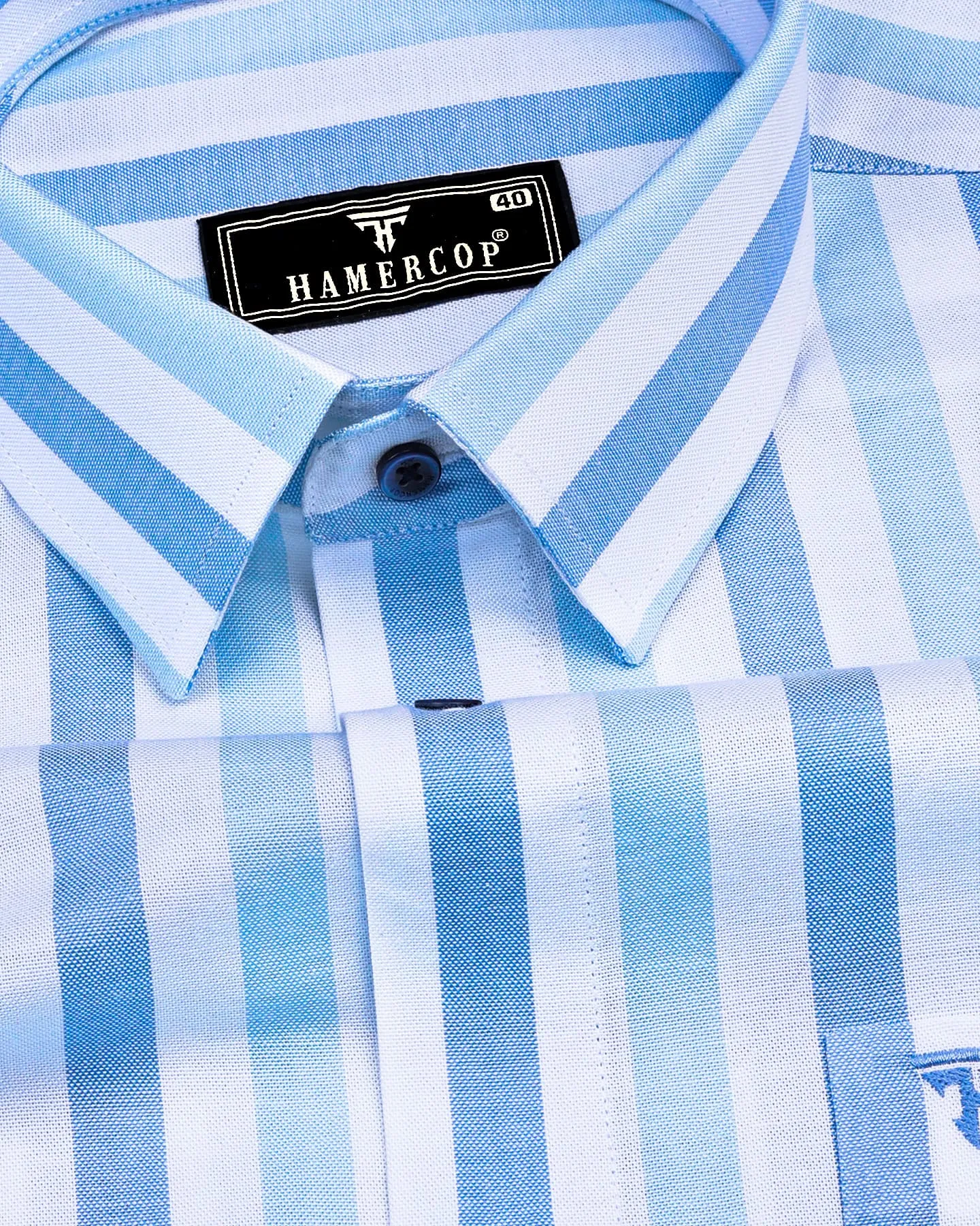 Union Blue With White Stripe Oxford Cotton Shirt