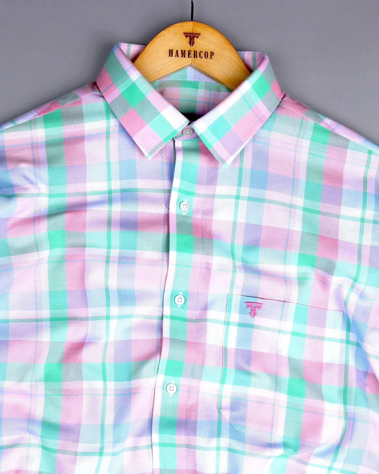 Vimto Pink Multicolored Check Oxford Cotton Shirt