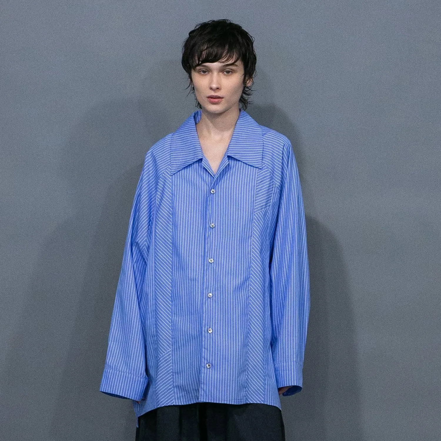 WM09-SH251092 POPLIN STRIPE RAGLAN OVERSIZE SHIRT