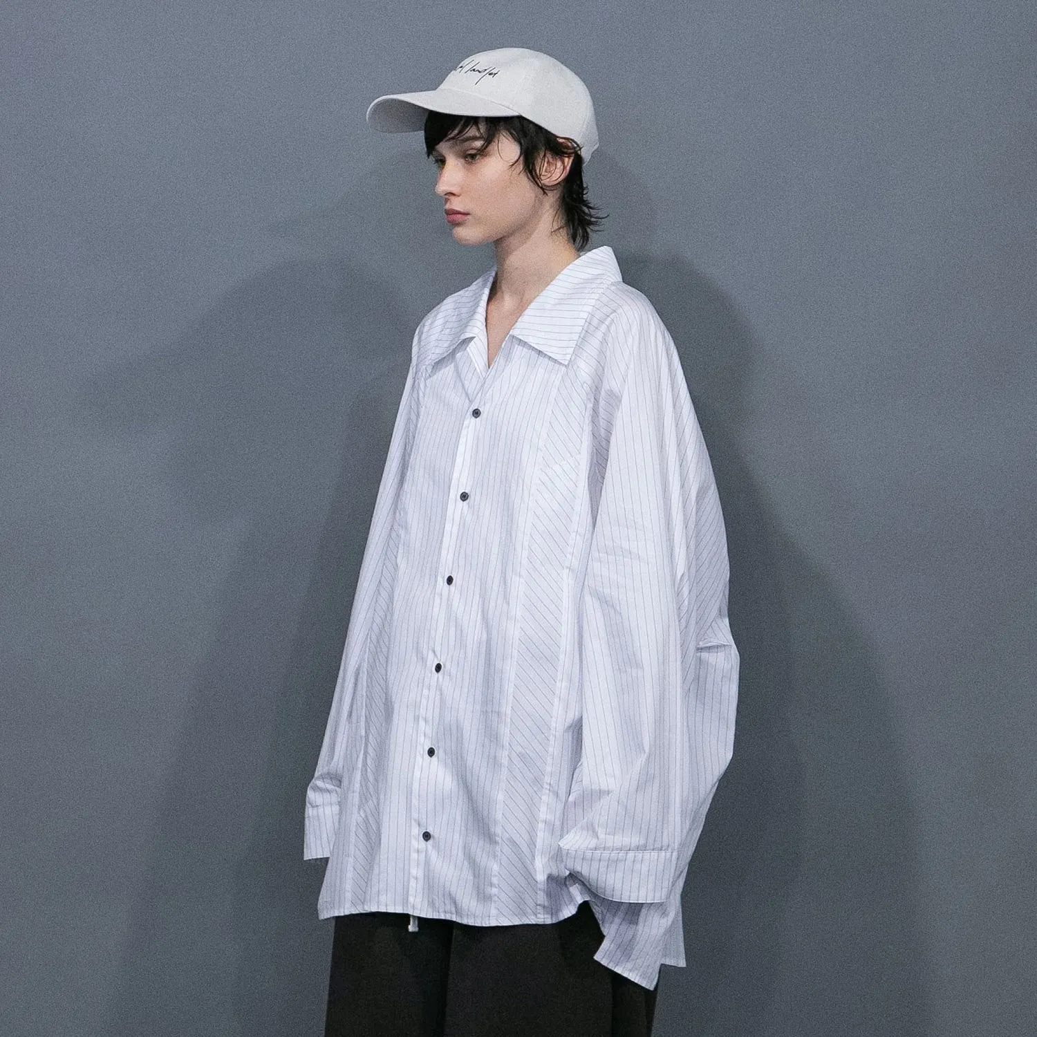 WM09-SH251092 POPLIN STRIPE RAGLAN OVERSIZE SHIRT