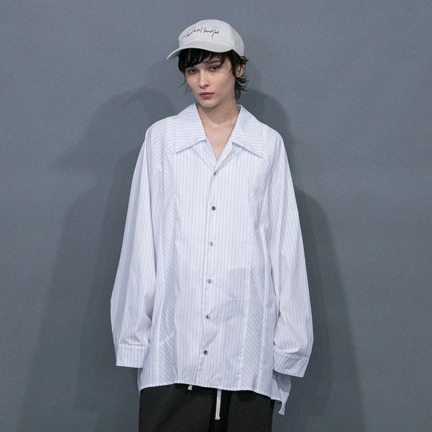 WM09-SH251092 POPLIN STRIPE RAGLAN OVERSIZE SHIRT