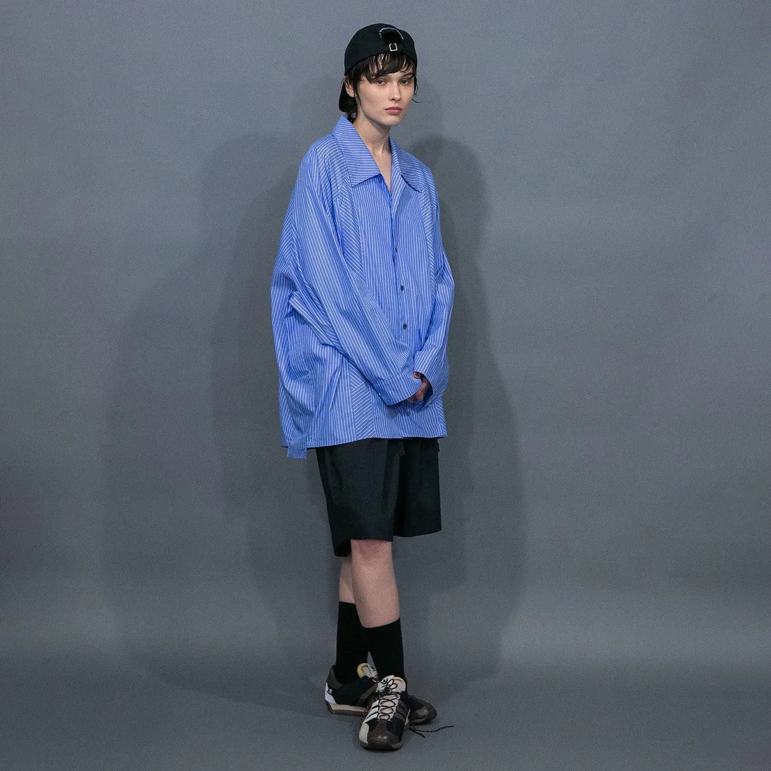 WM09-SH251092 POPLIN STRIPE RAGLAN OVERSIZE SHIRT