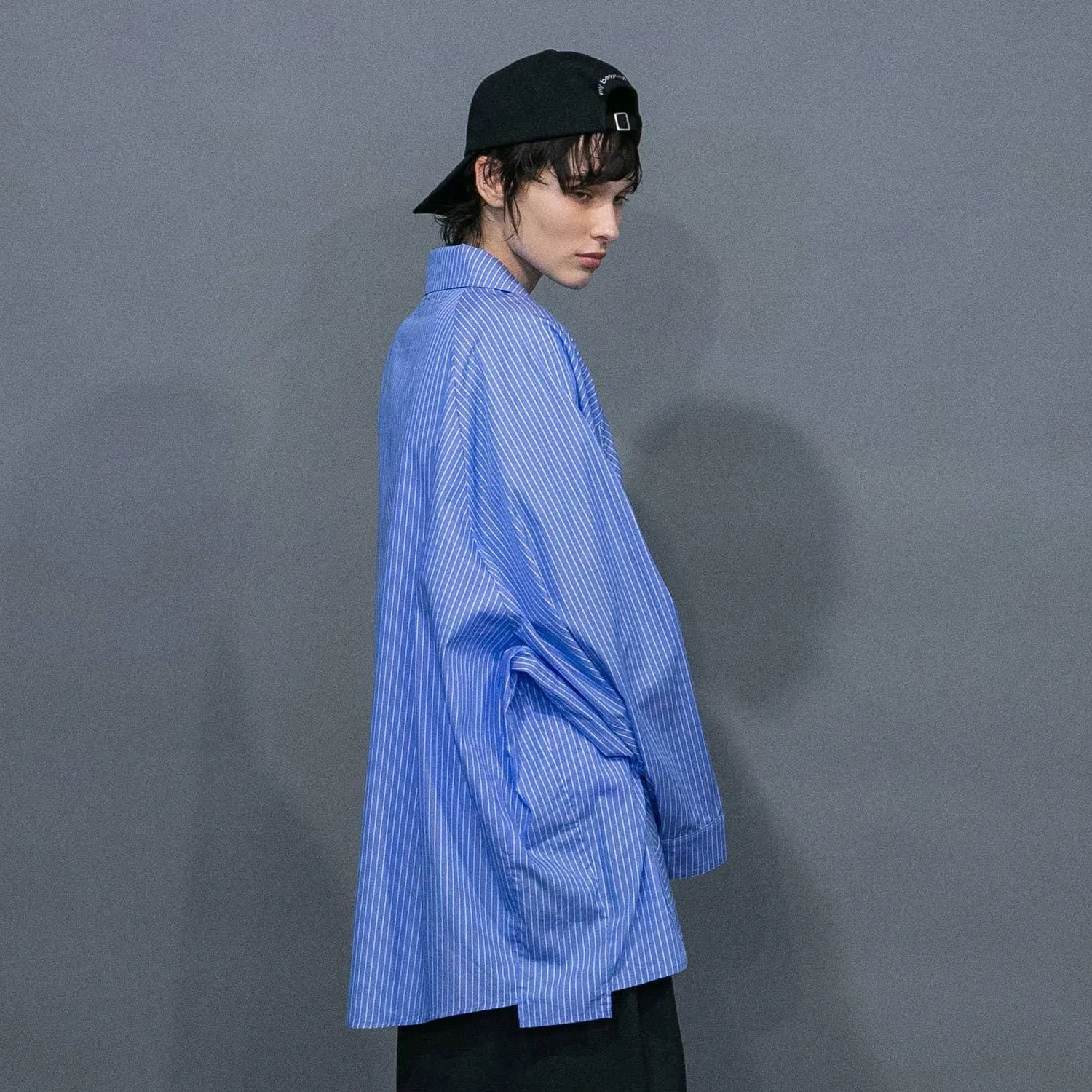 WM09-SH251092 POPLIN STRIPE RAGLAN OVERSIZE SHIRT