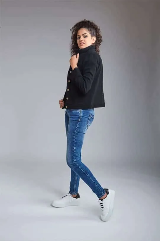 Zoe Jet Black Denim Jacket