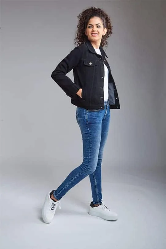 Zoe Jet Black Denim Jacket