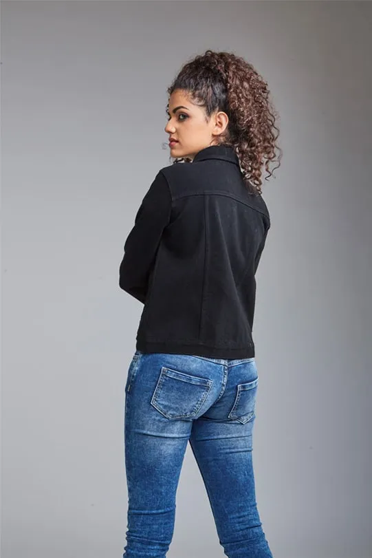 Zoe Jet Black Denim Jacket